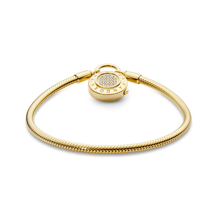 Pulsera Brazalete Pandora con Cierre de Candado Enchapada en Oro 14k 567757CZ Talla 18cm 2