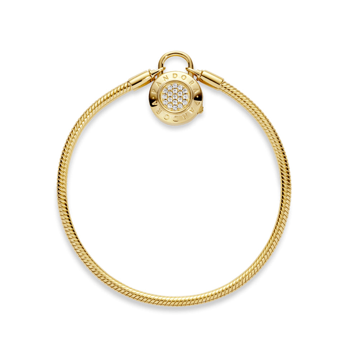 Pulsera Brazalete Pandora con Cierre de Candado Enchapada en Oro 14k 567757CZ Talla 18cm 3