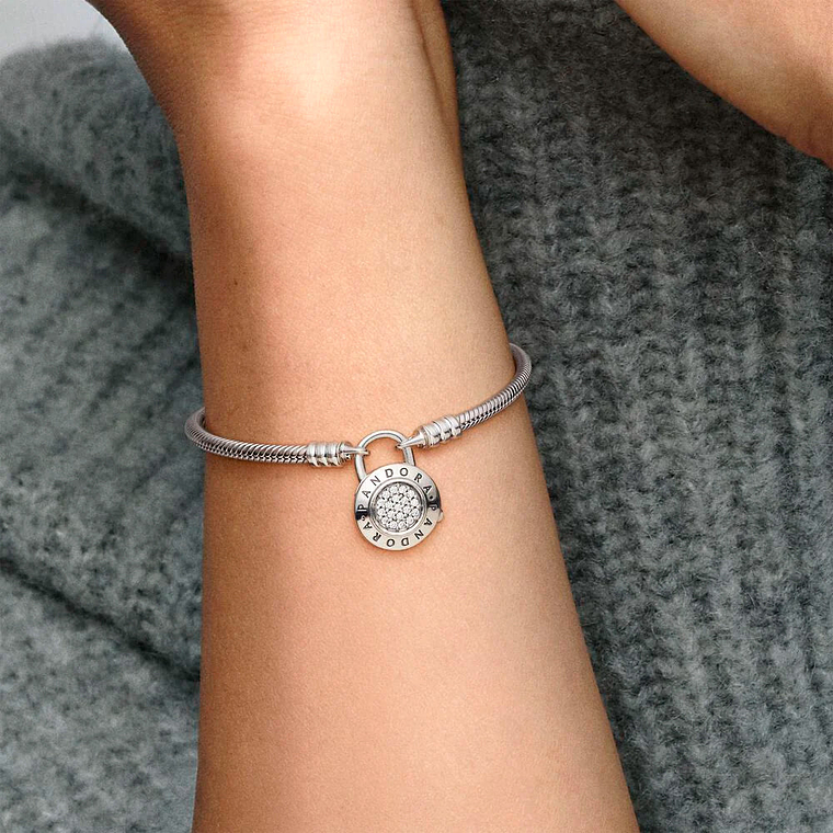 Pulsera Brazalete Pandora Cierre Candado Reluciente 597092CZ Plata 925 Talla 18cm 5
