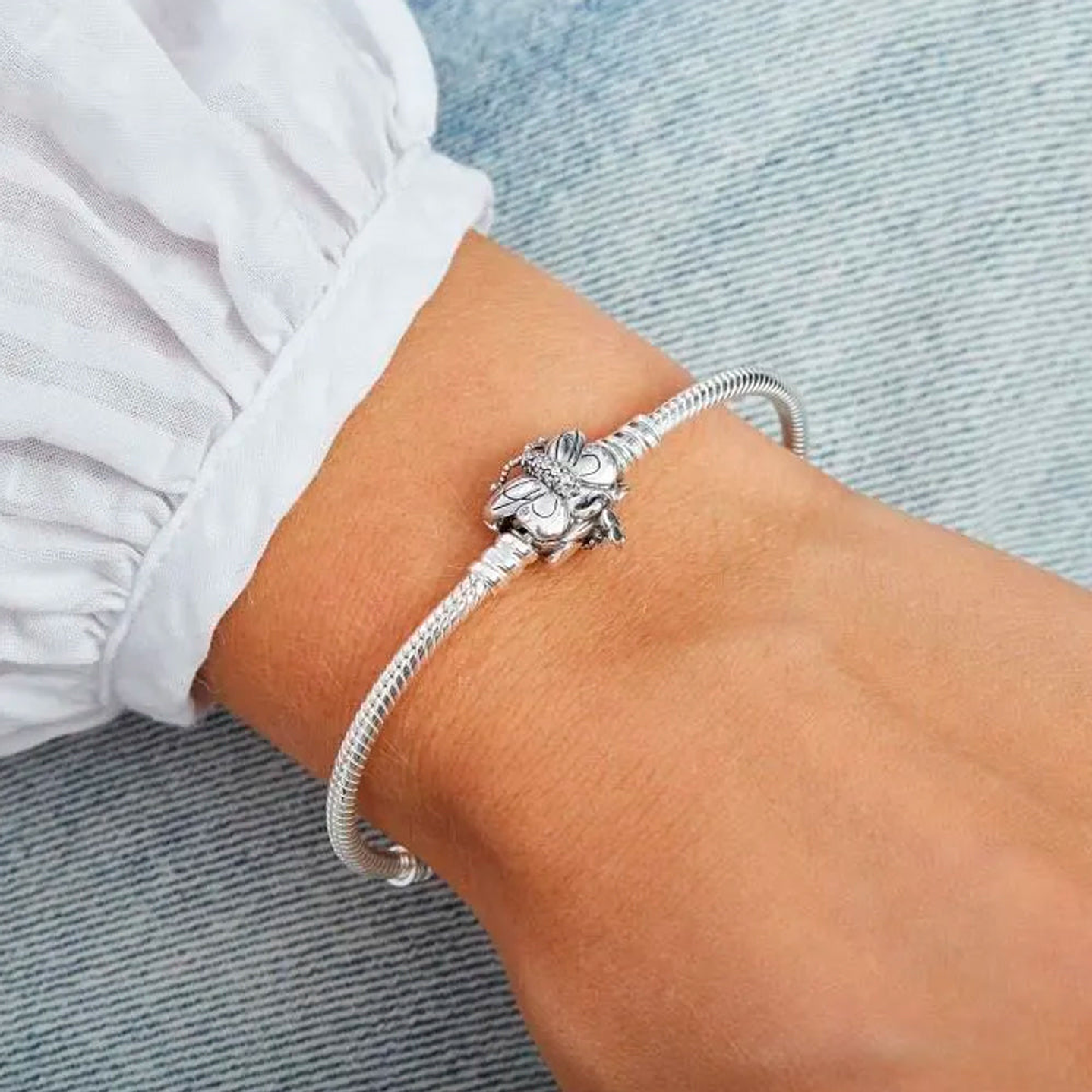 Pulsera Brazalete Pandora Cierre Mariposas Maravillosas 597929CZ Plata 925 Talla 18cm 5