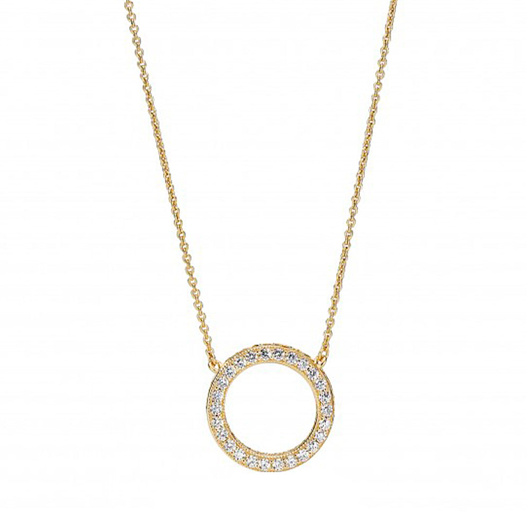 Collar de Cadena Pandora Circulo Shine Ajustable 367121CZ Bañado en Oro 14k Talla 50cm 1