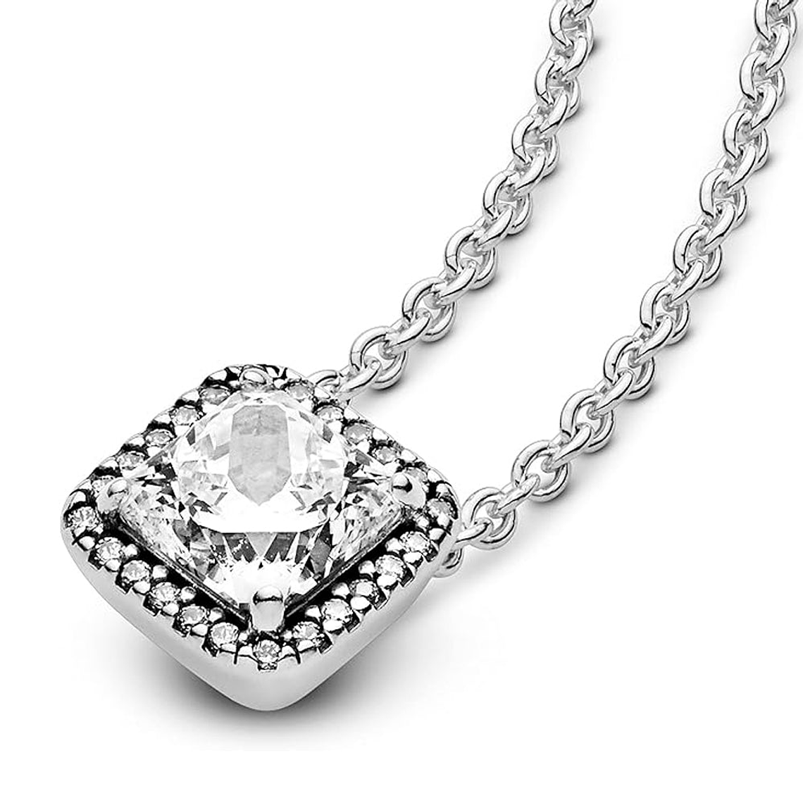 Collar de Cadena Pandora con Charm Cuadricular Color Plateado 396241CZ en Plata 925 Talla 50cm 4