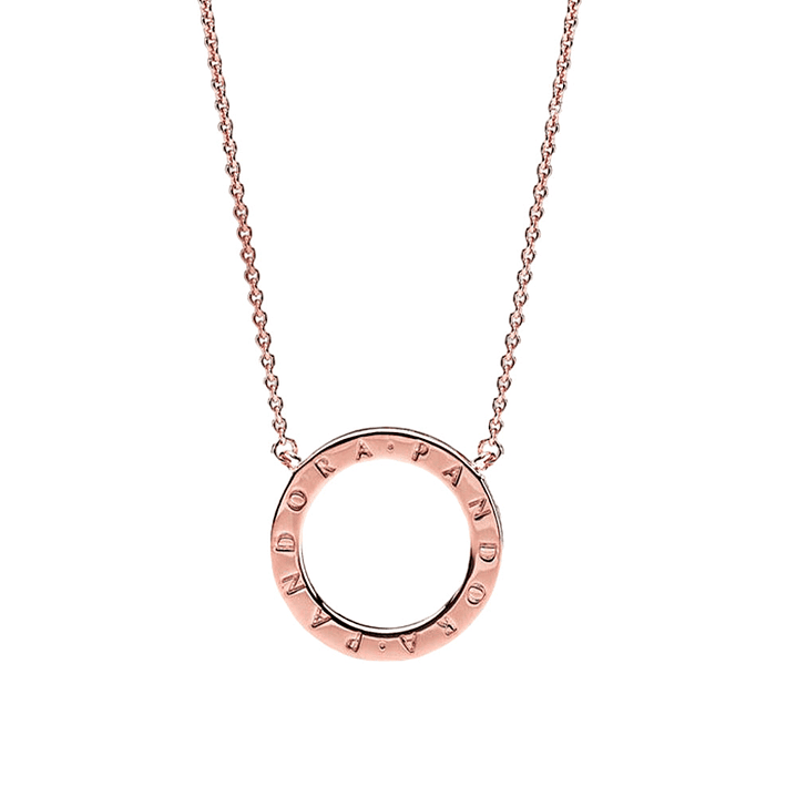 Collar de Cadena Pandora Circulo Shine Ajustable 580515CZ Bañado en Oro Rosa 14K Talla 50cm 2