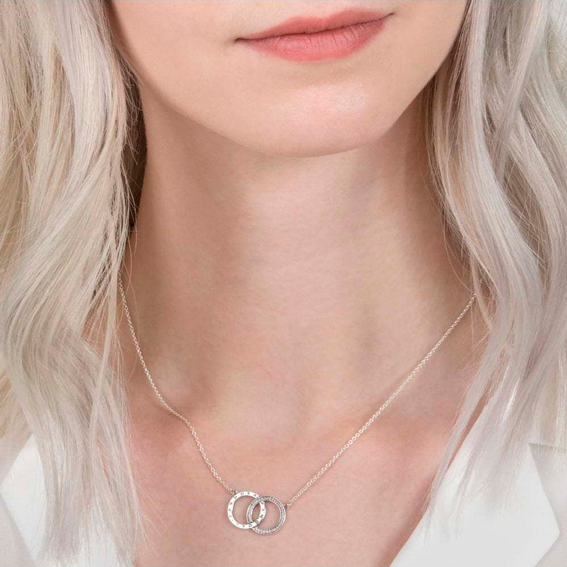 Collar de Cadena Pandora Circulos Entrelazados Color Plateado 5396235CZ en Plata 925 Talla 50cm 5