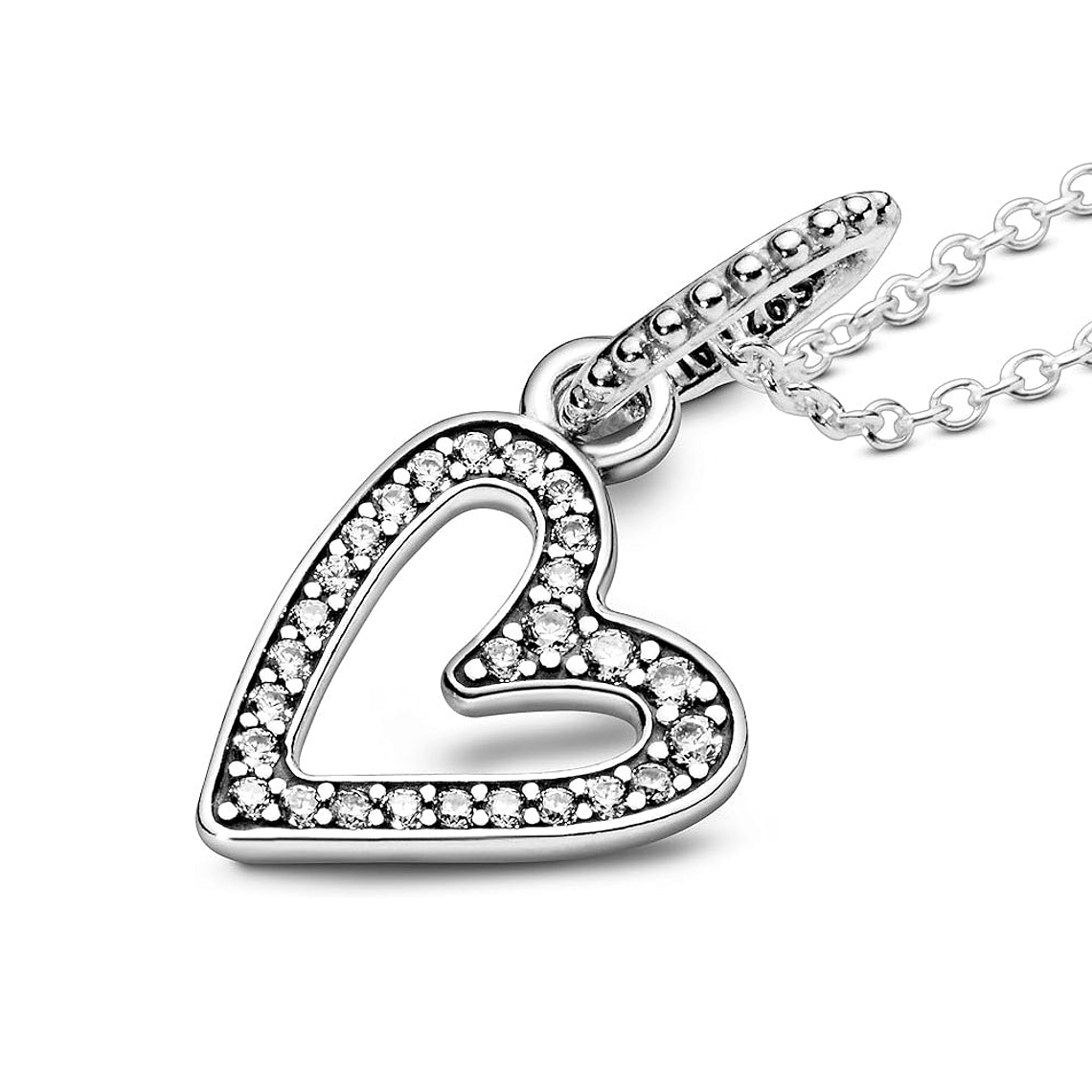 Collar de Cadena Pandora con Colgante De Corazón Brillante A Mano Alzada 398688C01 Talla 50cm 4