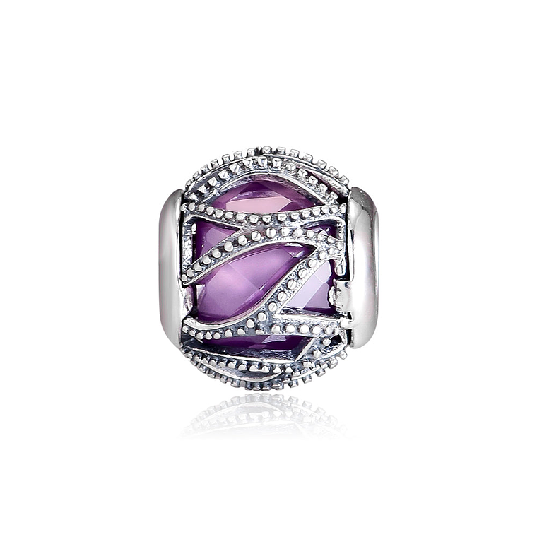 Charm Dije Pandora Original para Mujer 791968ACZ Resplandor Entrelazado Purpura Plata s925 3