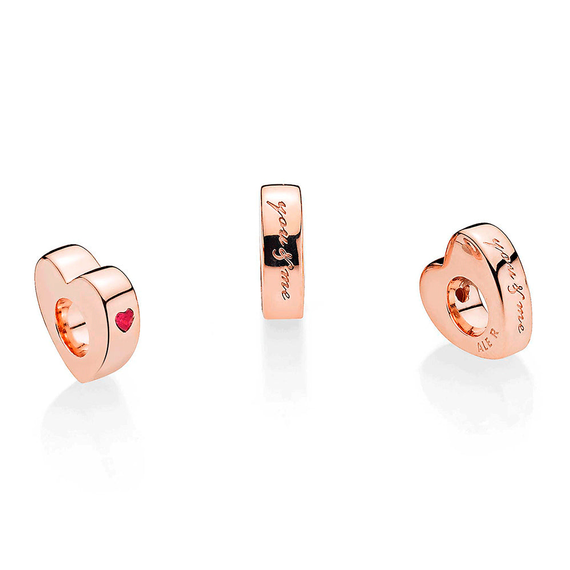 Charm Pandora Original para Mujer 786559CZR Dos Corazones Espaciador Oro Rosa 4