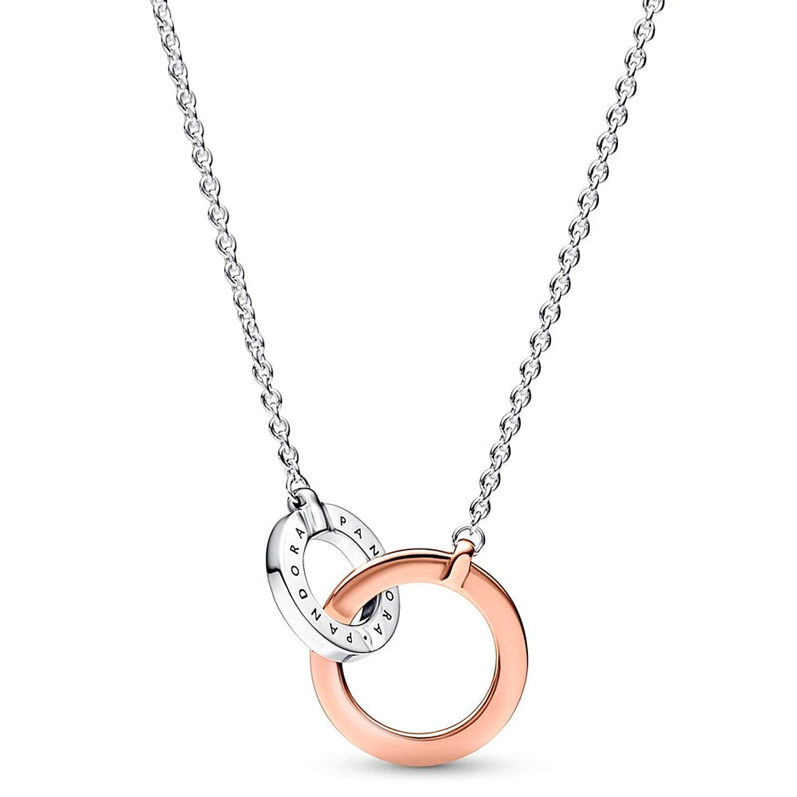 Collar de Cadena Pandora de círculos entrelazados en dos tonos  382778C01 Plata 925 Talla 45cm 2