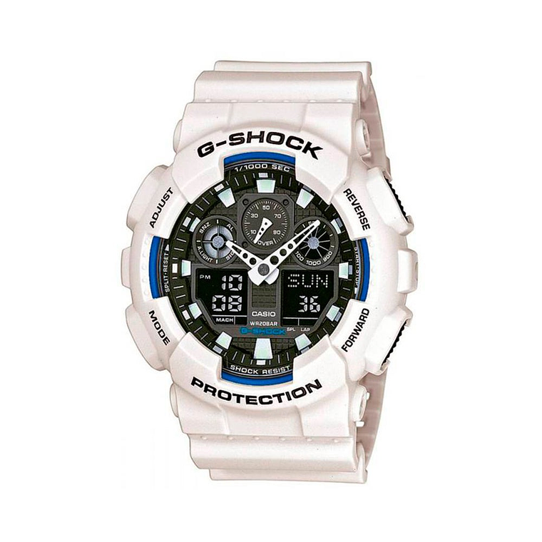 Reloj Análogo Digital Casio Original G-Shock GA-100B-7A Resina Color Blanco 1