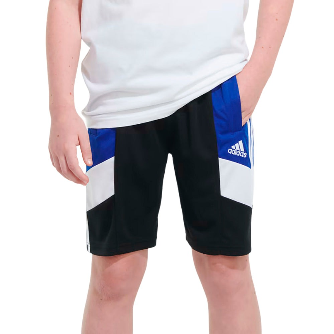 Short Adidas Original GB8939 Corto con Bloques de Color Negro y Azul Para Niños Talla M 3
