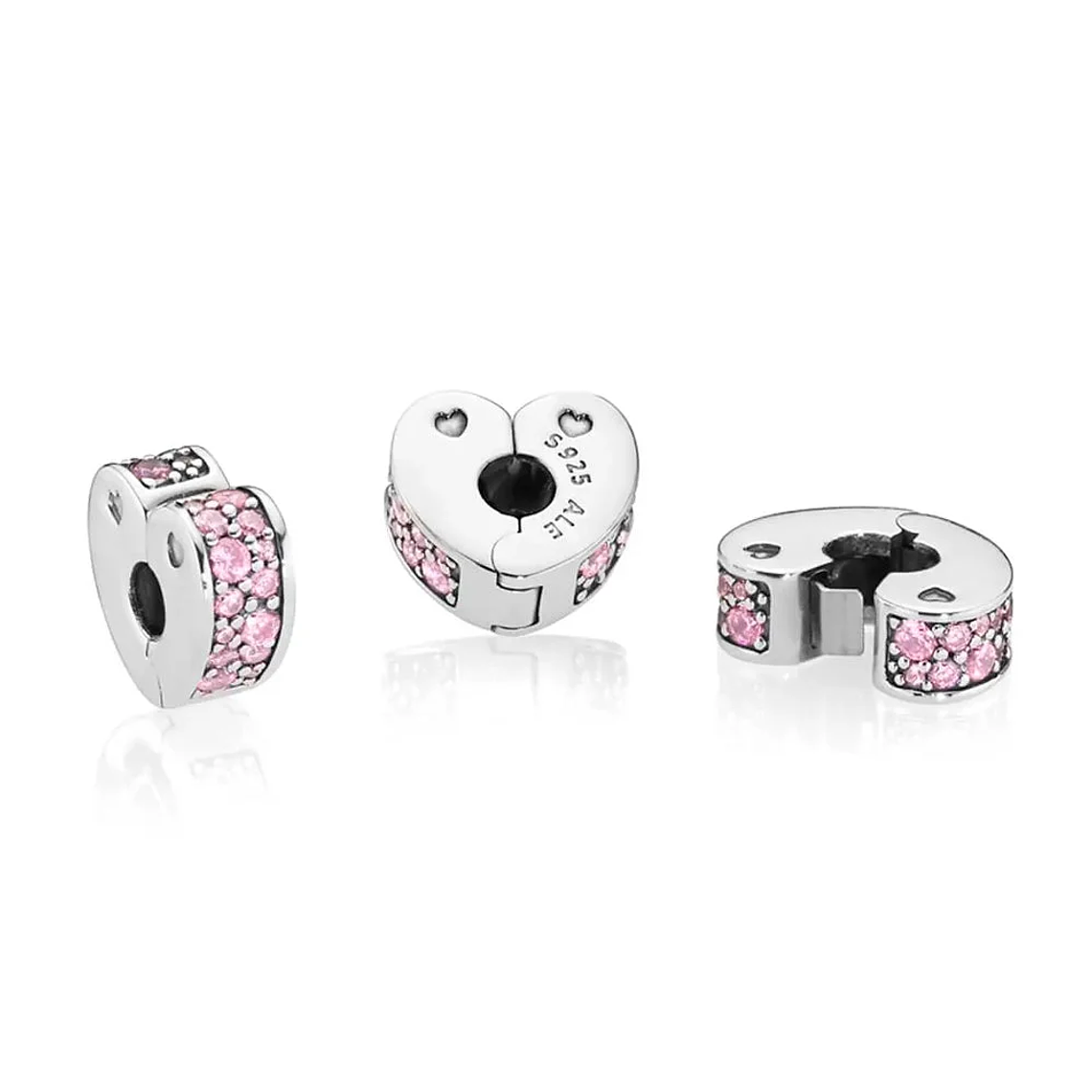CLIP PANDORA 797020PCZ PLATA 925 ORIGINAL MUJER ARCOS AMOR ROSADOS 2