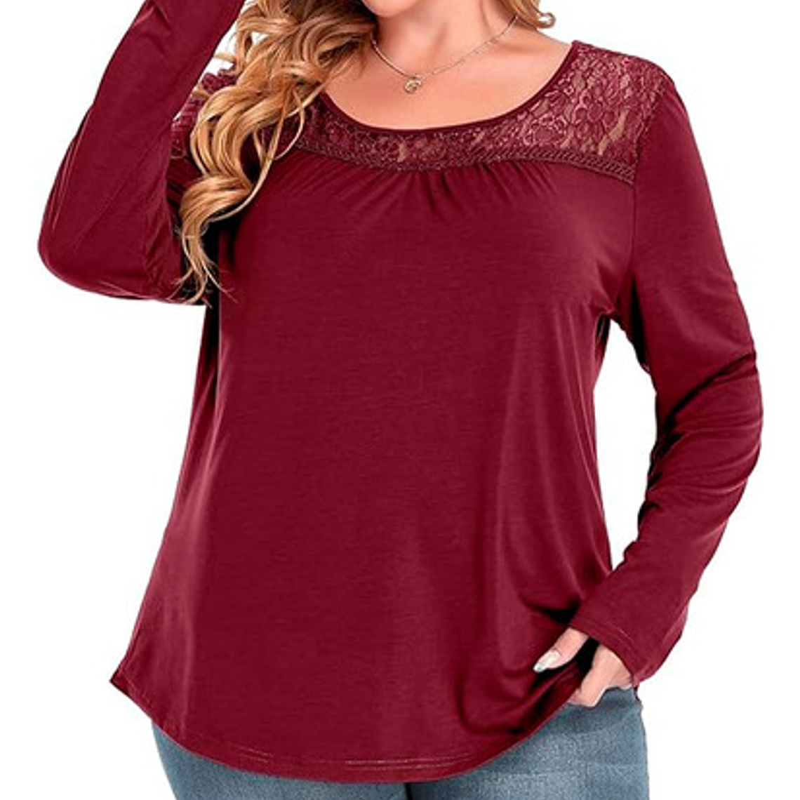 Blusa Manga Larga Zyfmaily Color Vino Tinto Para Mujer Xxl 1