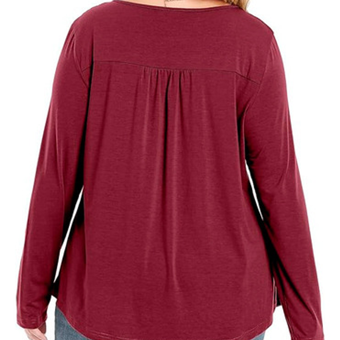 Blusa Manga Larga Zyfmaily Color Vino Tinto Para Mujer Xxl 2
