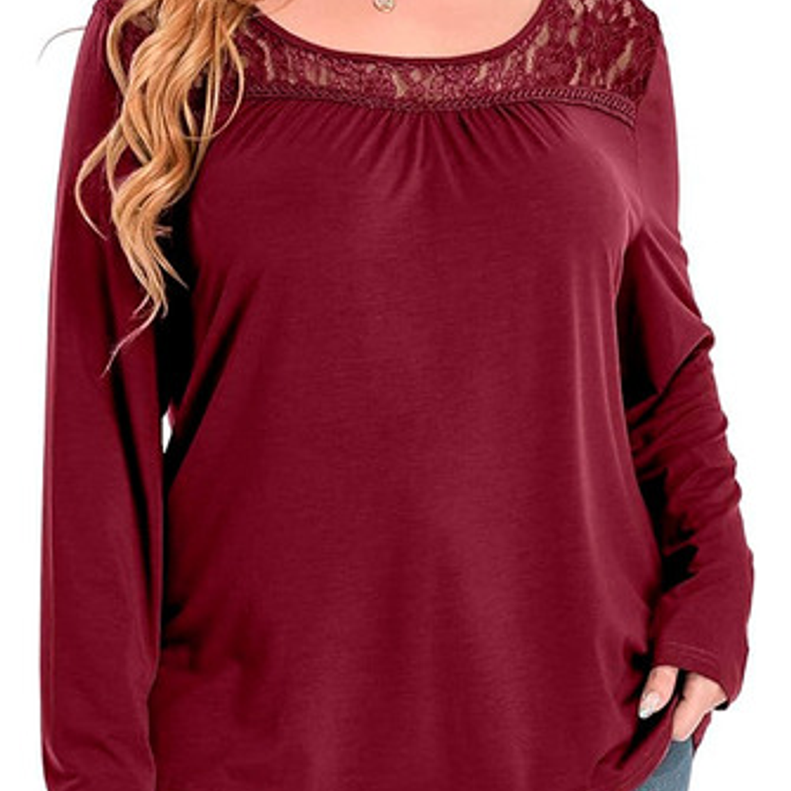 Blusa Manga Larga Zyfmaily Color Vino Tinto Para Mujer Xxl 3