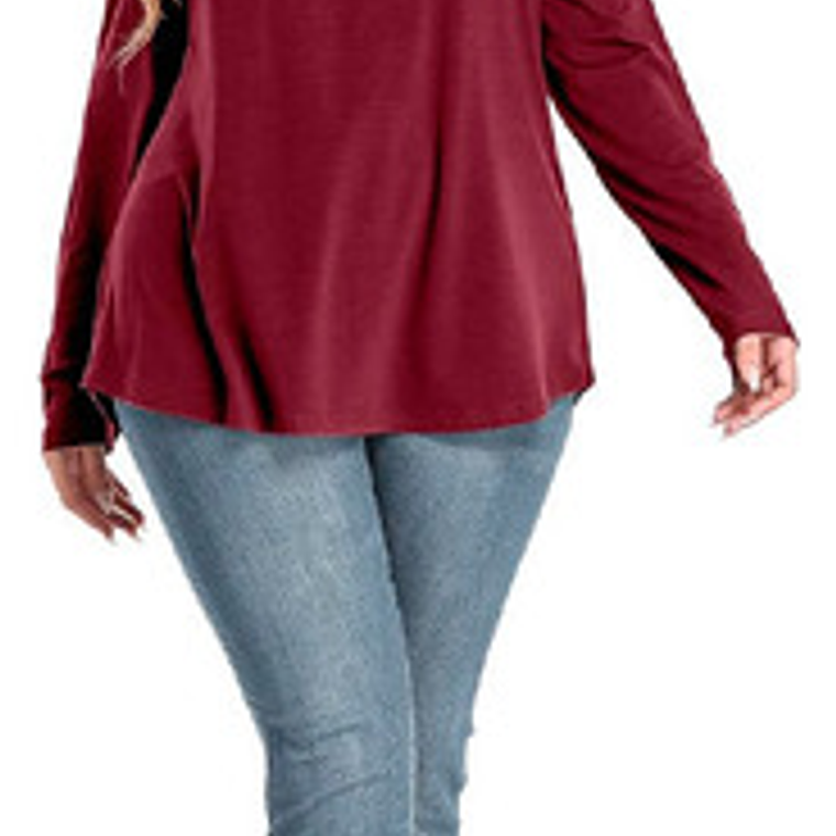 Blusa Manga Larga Zyfmaily Color Vino Tinto Para Mujer Xxl 4