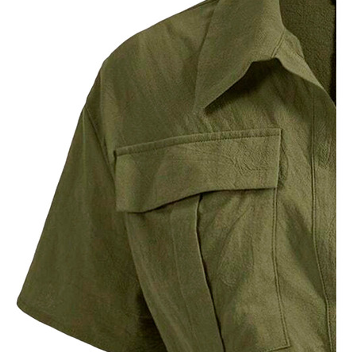 Shein Ezwear Camisa Crop Offshoulder Verde Militar Talla S 2