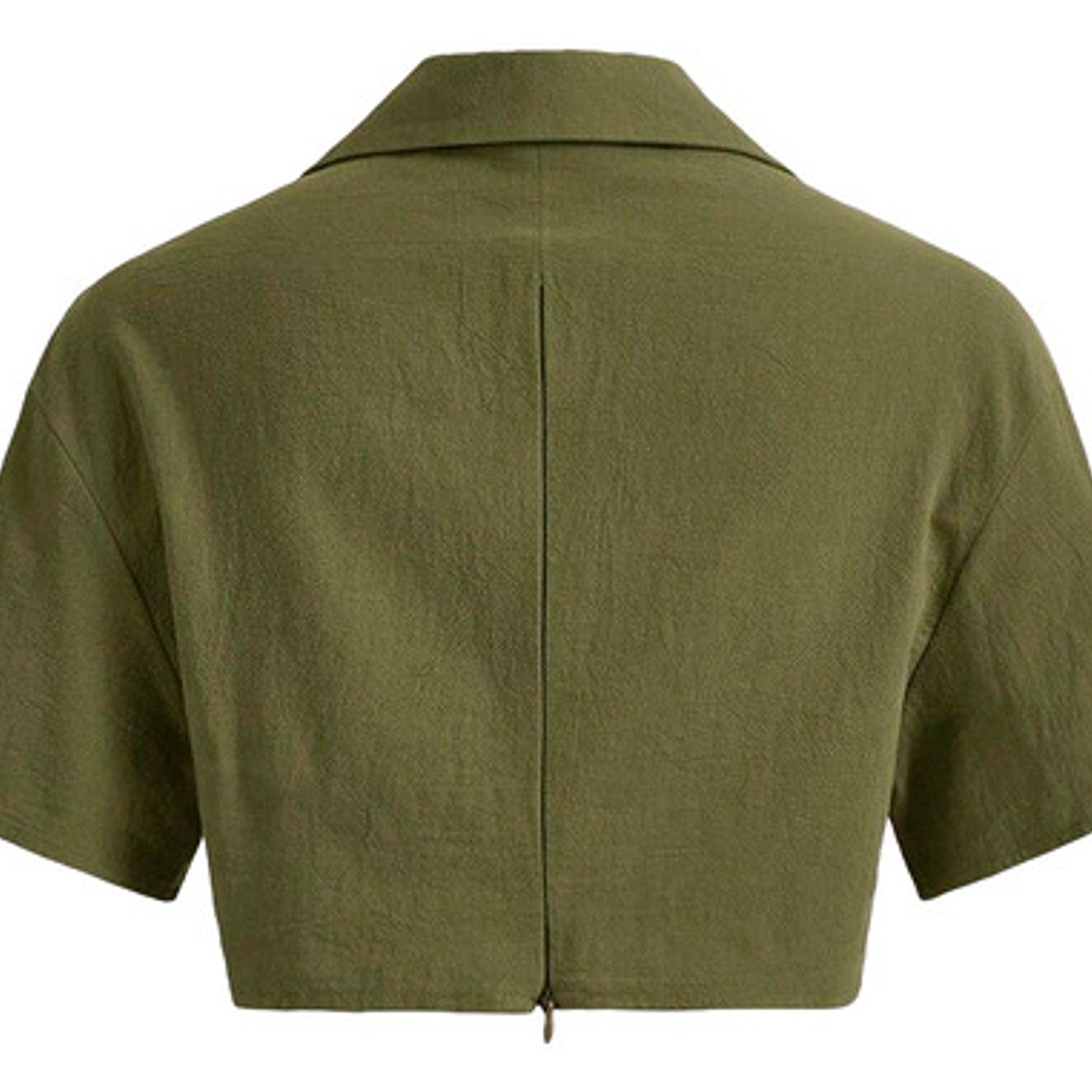 Shein Ezwear Camisa Crop Offshoulder Verde Militar Talla S 3