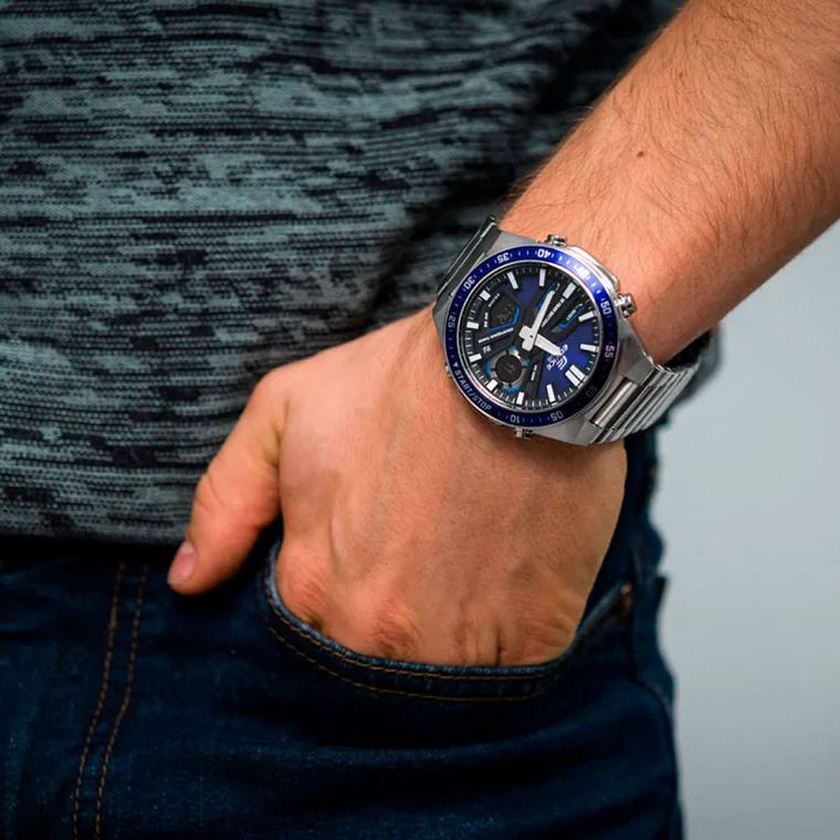 Reloj Análogo Digital Casio Original Deportivo EDIFICE EFV-C110D-2A Acero Azul 5