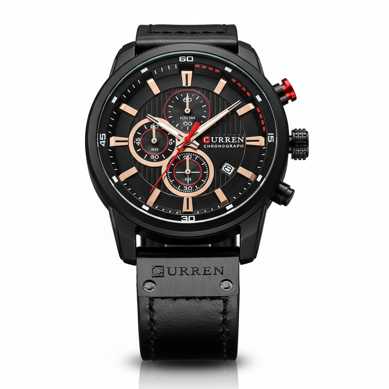 Reloj Curren 8291 Hombre Negro Cuero 1