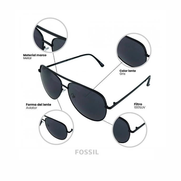 Lentes de Sol Fossil Outlook X82692 Talla 50mm 6