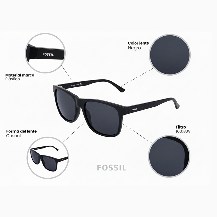 Lentes de Sol Fossil Outlook X80099 Talla 60mm 6
