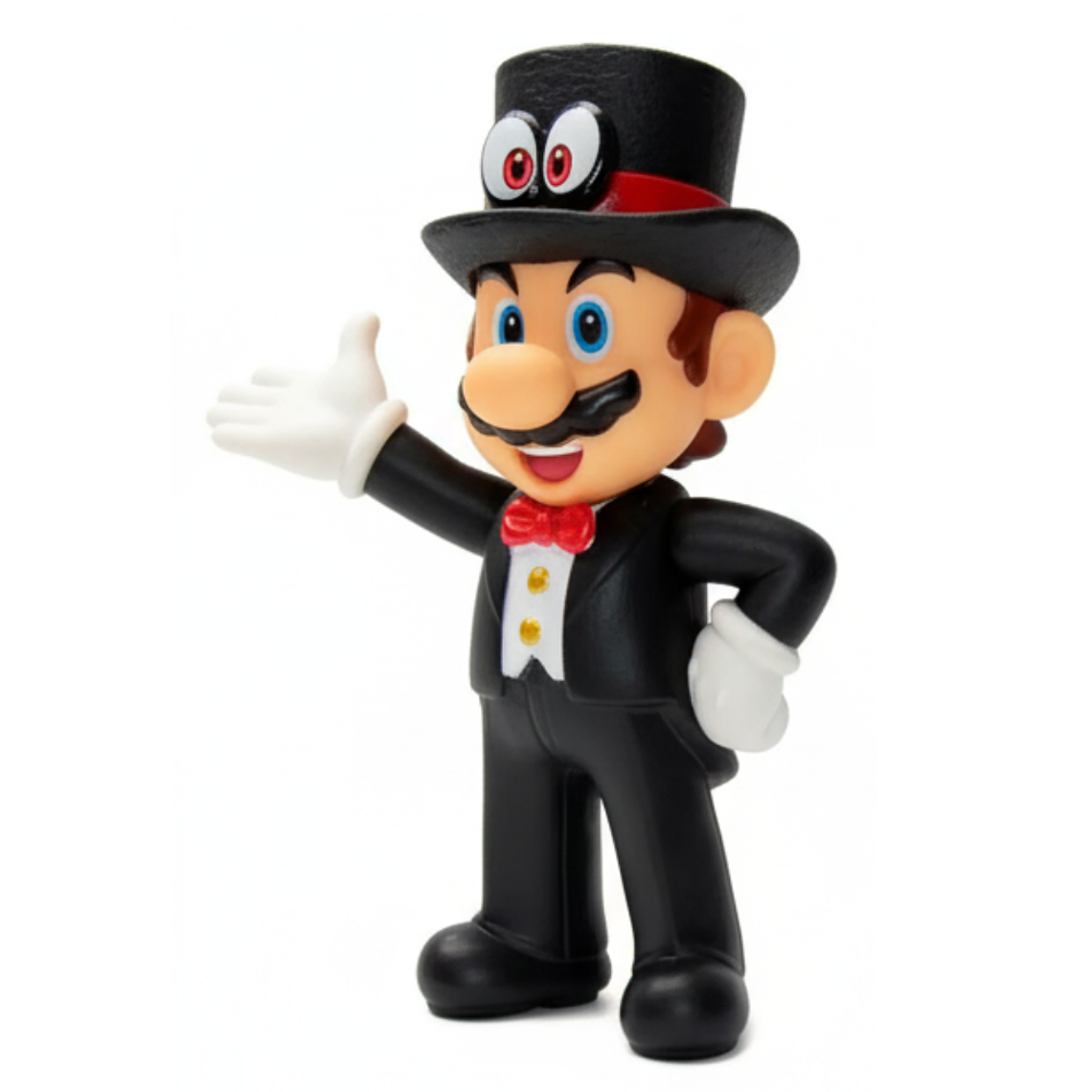 Muñeco Super Mario - Figura Mario con Cappy Traje Tuxedo Negro Colección 12 cm 2