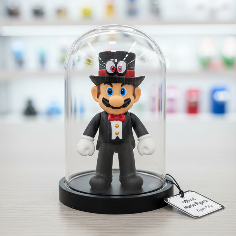 Muñeco Super Mario - Figura Mario con Cappy Traje Tuxedo Negro Colección 12 cm 4