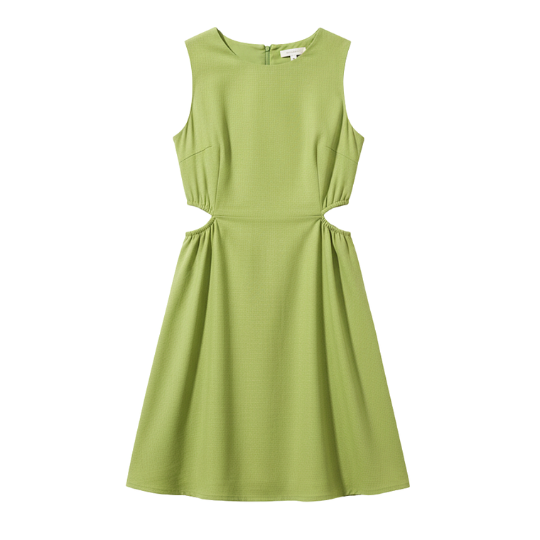 Vestido Shein Ezwear Verde Abertura Fruncido Lateral  1