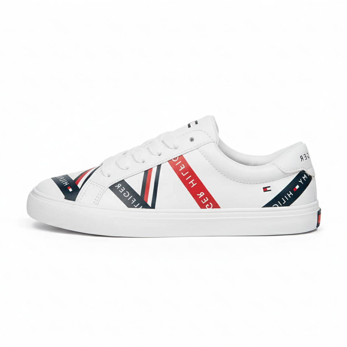Zapatillas Tommy Hilfiger Lacen Original Color Blanco Y Rojo Unisex Talla 38 1