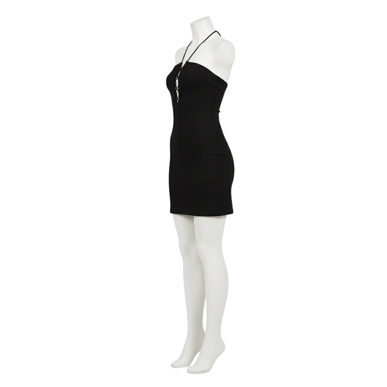 Vestido Just Quella Color Negro con Abertura Lateral Talla 34 3