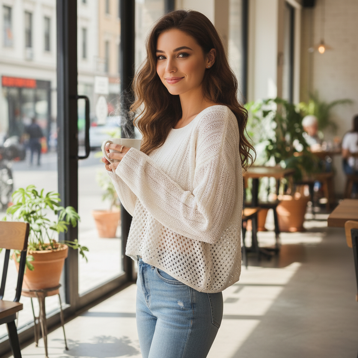 Sueter de punto TRAF Color Blanco  1