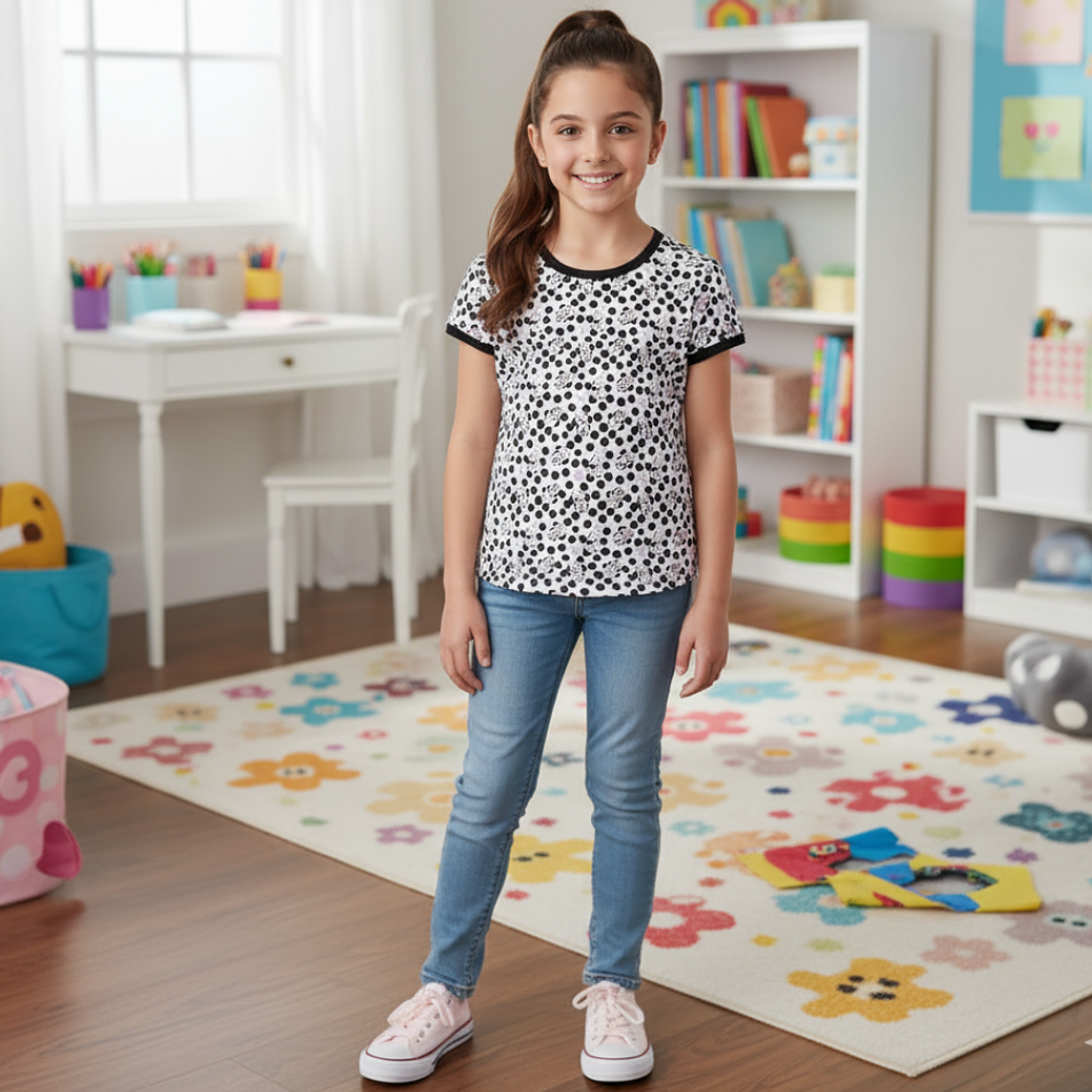 Polo Pionier Infantil Blanco Minnie Mouse con Patrón de Lunares 2