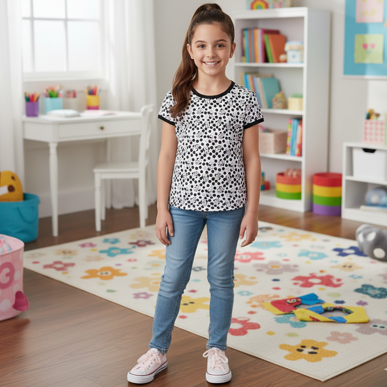 Polo Pionier Infantil Blanco Minnie Mouse con Patrón de Lunares 2