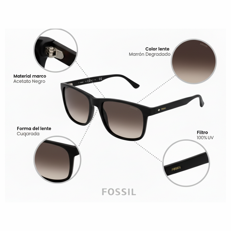 Lentes de Sol Fossil Outlook X82630 Talla 55mm 7