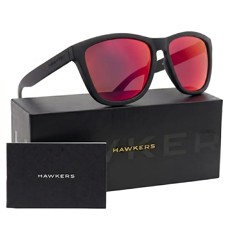 Lentes de Sol Hawkers One OTR48 Negro Mate Rojo Espejado Talla 54mm 2