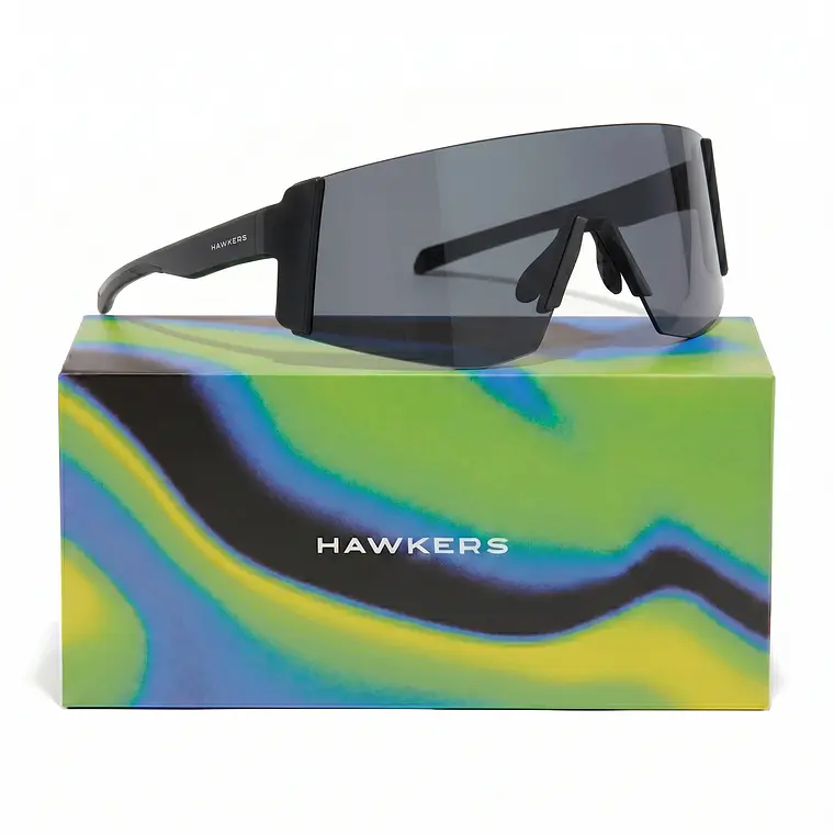 Lentes de Sol Deportivo Polarizado Hawkers Lynx Big Black Smoke Flash HLYB25BST0 - Talla 151mm 1