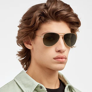 Lentes De Sol Polarizado Hawkers Hawk Gold Green HHAW22DEMP - Talla 61mm