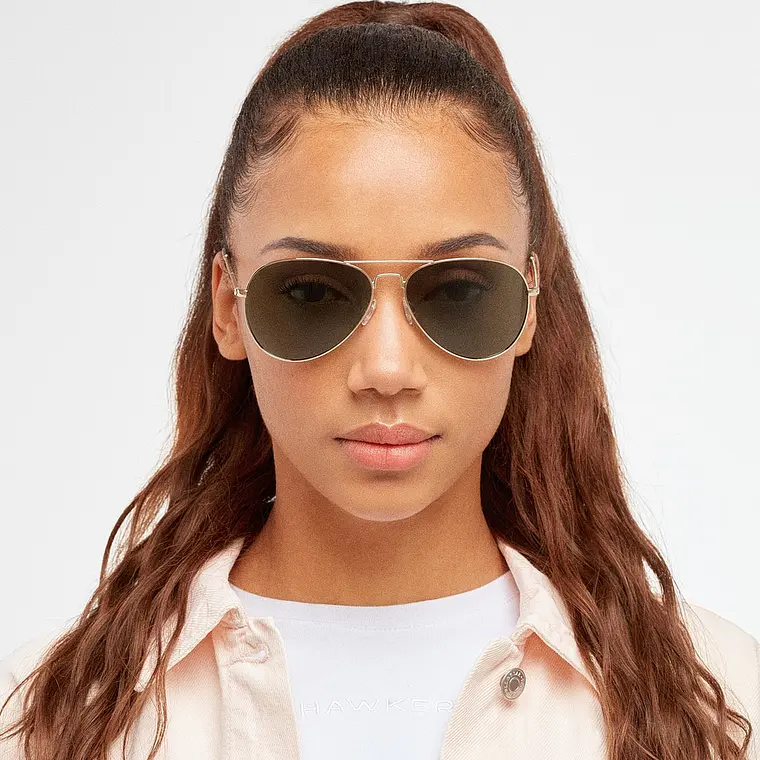 Lentes De Sol Polarizado Hawkers Hawk Gold Green HHAW22DEMP - Talla 61mm 3