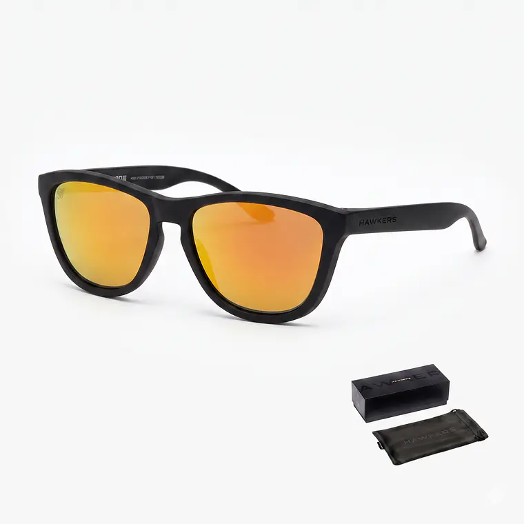Lentes de Sol Hawkers One O18TR31 Negro Mate Naranja Espejado Talla 54mm 1