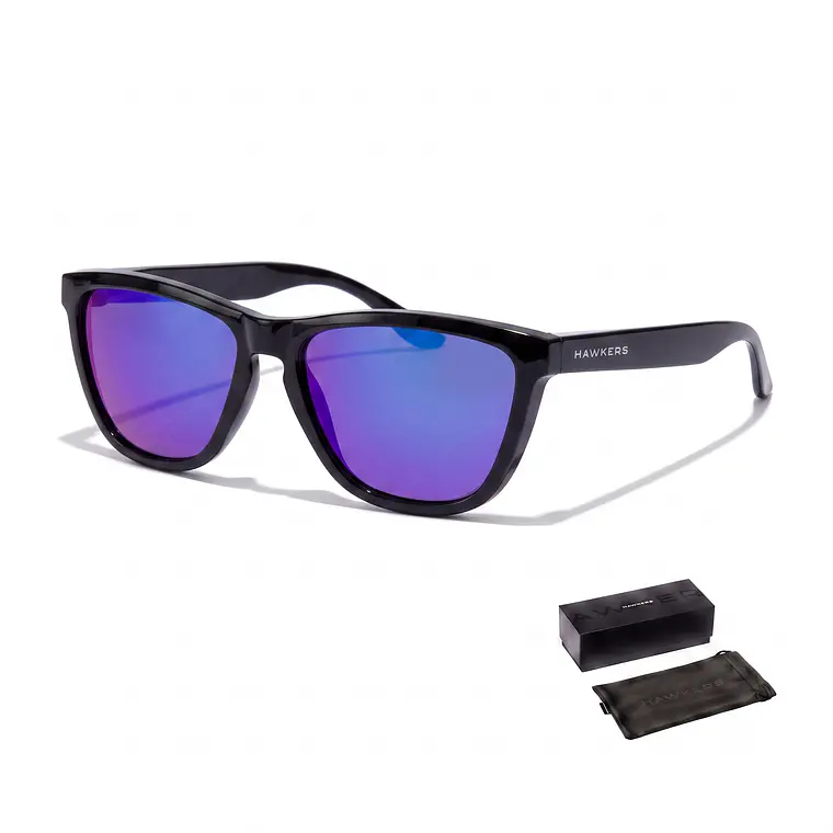 Lentes de Sol Hawkers One Raw HONR21QLT0 Negro Brilloso Azul Espejado Talla 54mm 1