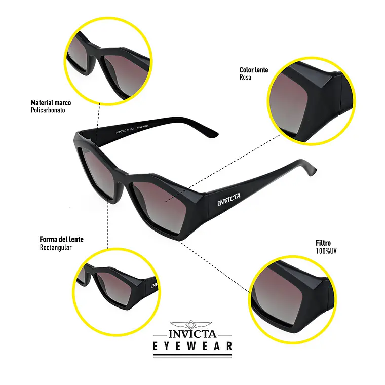  Lentes de Sol Invicta I31944-WIL-01-G07 Unisex - Talla 53mm 5