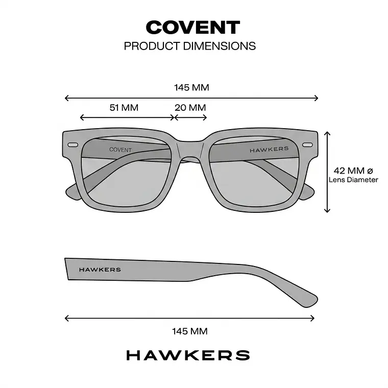 Lentes de Sol Hawkers Covent Black Dark Eco HCOV26BBR0 - Talla 51mm 14