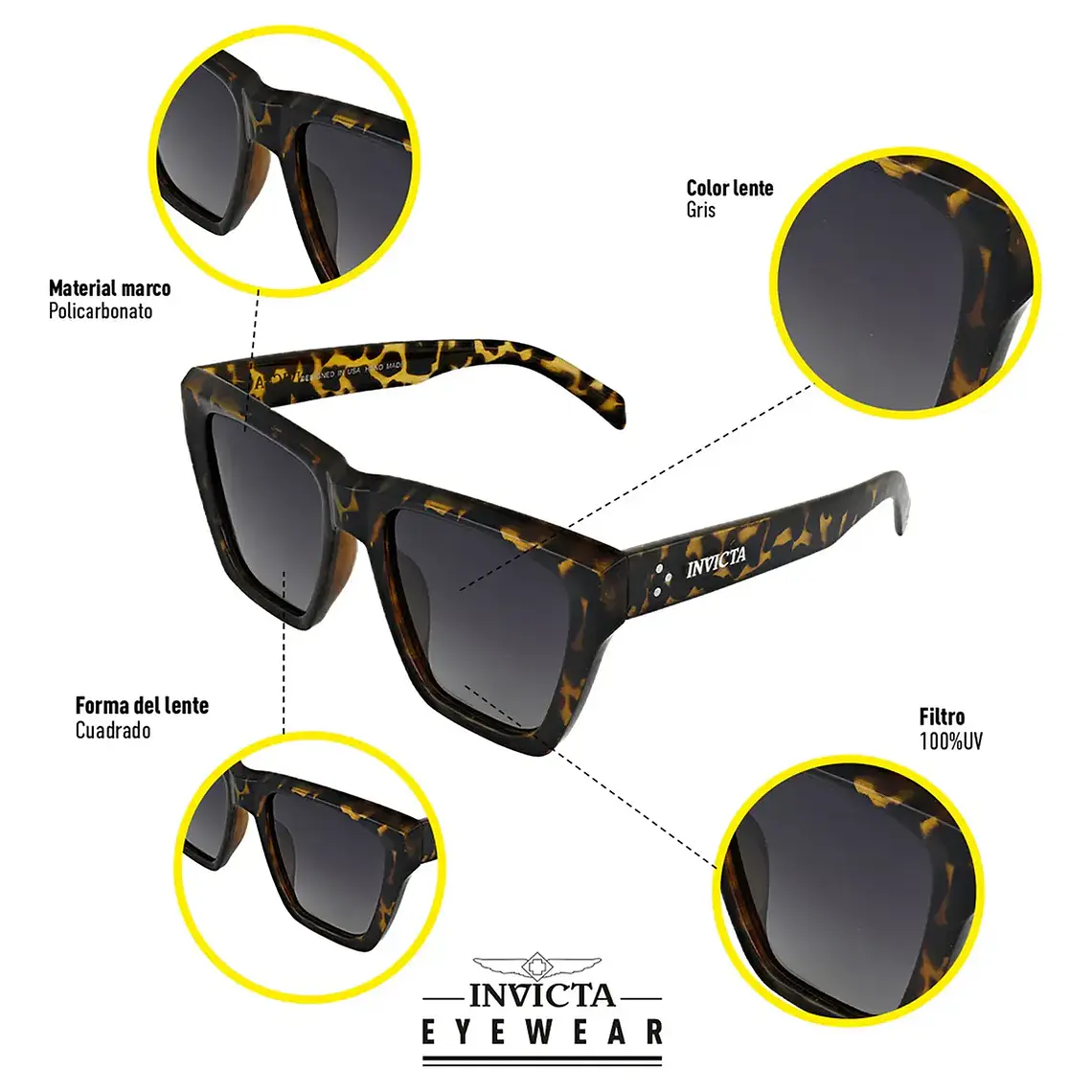 Lentes de Sol Invicta I37277-WIL-40-G03 Marron Unisex - Talla 53mm 5