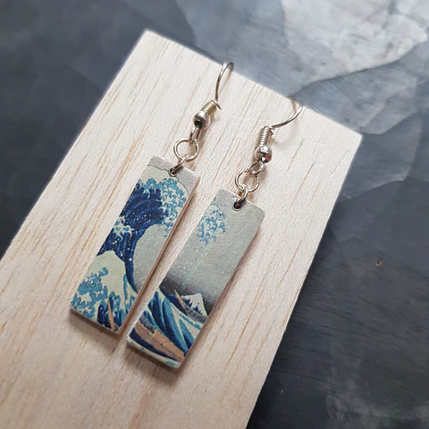 Pendientes "La gran ola de Kanagawa" - Katsushika Hokusai