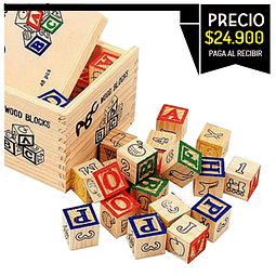 Set de cubos en maddera didacticos de 48 piezas numeros, animales, letras y mas
