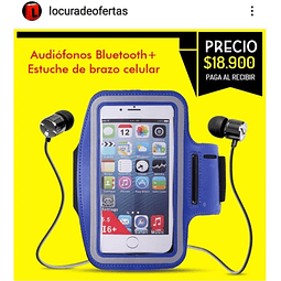 estuche para celular + audifonos deportivos 