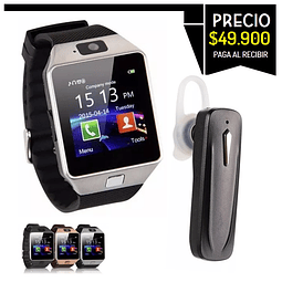 COMBO Smartwatch reloj inteligente para simcard y micro SD + audifono manoslibres para musica y llamadas recargable
