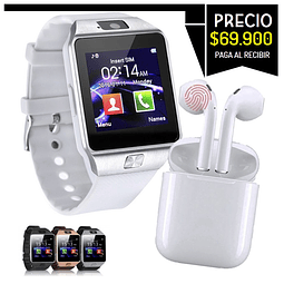 COMBO Reloj Smartwatch DZ09 simcard y coneccion bluetooth + audifonos tactiles i11 recargables con estuche de carga.