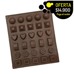 Molde para chocolates en silicona diseños varios bombones dulce cada uno de 3 a 4 cm promedio