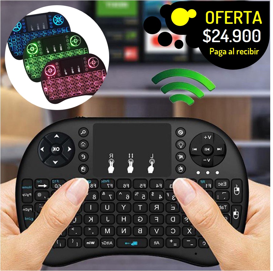 Control keyboard teclaco y mouse pad para PC smart tv con...